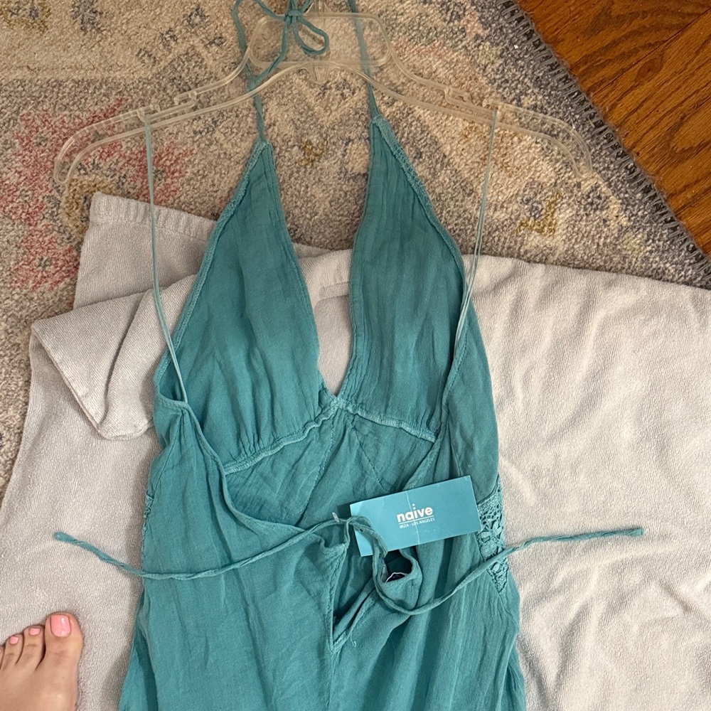 Boho Teal Lace Midi/Maxi Dress - Picture 4 of 7